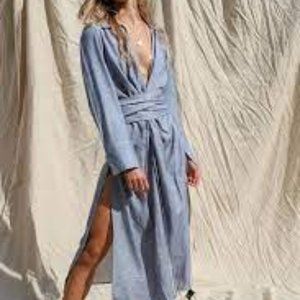 Jen's Pirate Booty Colisee Blue Floral Wrap Dress